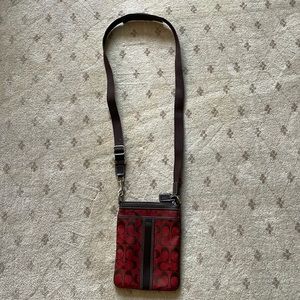 Coach crossbody, red and brown